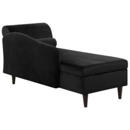 Beliani Right-Hand Chaise Longue Luiro With Storage Velvet Black - thumbnail 5