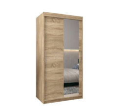 Arte Tokyo 02 Contemporary Mirrored 2 Sliding Door Wardrobe 5 Shelves 2 Rails Oak Sonoma Effect (H)2000mm (W)1000mm (D)620mm - thumbnail 1