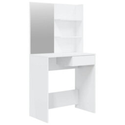 Berkfield Modern Dressing Table With Mirror High Gloss White 74.5X40X141 Cm