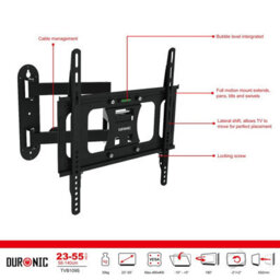 "Duronic Tvb109S Full Range Tv Bracket, Swivel And Tilt Wall Mount With Vesa 400X400 For Flat Screen Television 23-55""" - thumbnail 2