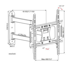 "Duronic Tvb109S Full Range Tv Bracket, Swivel And Tilt Wall Mount With Vesa 400X400 For Flat Screen Television 23-55""" - thumbnail 7