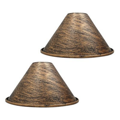 Pack Of 2 Brushed Copper Cone Pendant Light Shade Retro Easy Fit 18Cm Ceiling Lampshade For Bedroom Kitchen Dining Room - image 1