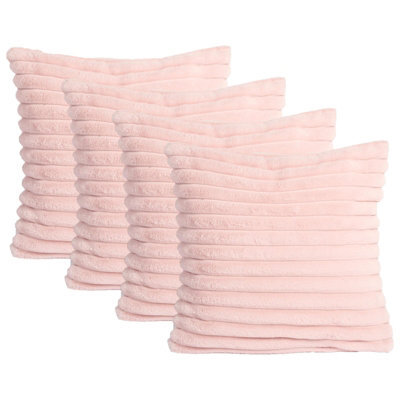 OHS 4 X Faux Fur Thick Rib Cushion Covers, 45 X 45Cm - Blush - image 1