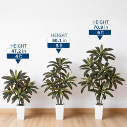 London Boutique 120 Cm Artificial Dracaena Tree, Faux Indoor Plant In Pot, Silk Leaves, Wood Trunk, Floor Tree Decor - thumbnail 8