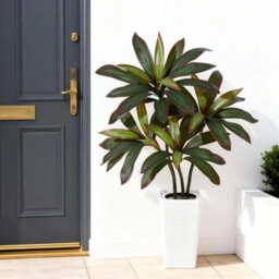 London Boutique 120 Cm Artificial Dracaena Tree, Faux Indoor Plant In Pot, Silk Leaves, Wood Trunk, Floor Tree Decor - thumbnail 6