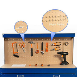 Switzer Garage Steel Storage Tool Workbench Workshop Diy Table W/ Pegboard Drawers Blue - thumbnail 7