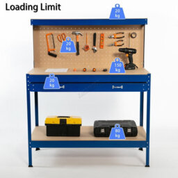 Switzer Garage Steel Storage Tool Workbench Workshop Diy Table W/ Pegboard Drawers Blue - thumbnail 4