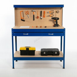 Switzer Garage Steel Storage Tool Workbench Workshop Diy Table W/ Pegboard Drawers Blue - thumbnail 8
