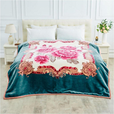 Gc Gaveno Cavailia Reversible Floral Heavy Blanket  200X240Cm Sherpa Fleece Insomnia Stress Fleece Heavy Weight Bed Blanket 5Kg - image 1