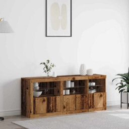 Berkfield Sideboard With Led Lights Old Wood 162X37X67 Cm Engineered Wood - thumbnail 1