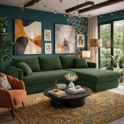 Orea Grey Fabric Corner Sofa Bed With Storage Profiled Cushions Stylish Multi Functional Sleeper For Living Room Green Right
