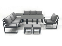 Fimous Outdoor Garden Furniture Set Aluminium Lounge Sofa Adjustable Rising Lifting Dining Table Sets With 2 Footstool Side Table - thumbnail 1
