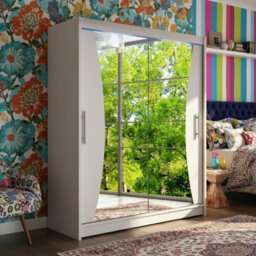 Westa Ix 150 Elegant Mirrored Sliding Cashmere Wardrobe For Contemporary Interiors With Rgb Led Colorful - thumbnail 1