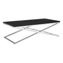 Orsina White And Black Coffee Table, Luxury Modern Rectangular Coffee Table, Wood Top Metal Frame Coffee Table - thumbnail 2