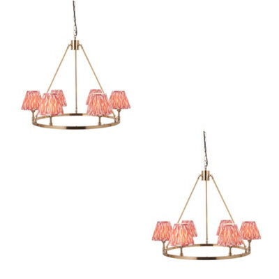Loops Stylish 2 Pack Brass And Coral Pink Pendant Lights For Home Decor - image 1