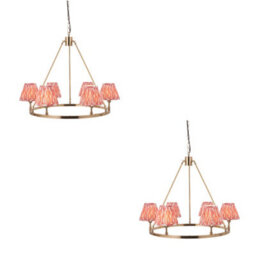 Loops Stylish 2 Pack Brass And Coral Pink Pendant Lights For Home Decor