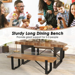 Costway Entryway Bench 152Cm Long Shoe Bench Wooden Dining Bench - thumbnail 7