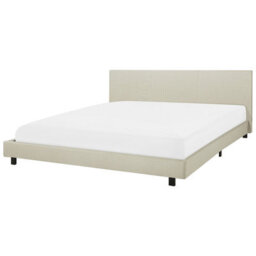 Beliani Bed Fabric Albi 180 X 200 Cm (Eu Super King) Beige - thumbnail 1