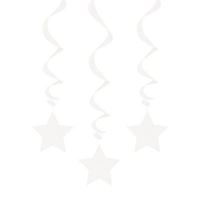 Unique Party Star Hanging Decoration (Pack Of 3) White (One Size)