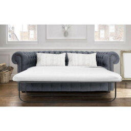 Chesterfield Handmade Arnold 3 Seater Sofa Bed Grey Wool In Classic Style