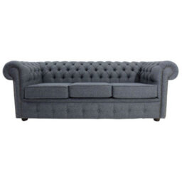 Chesterfield Handmade Arnold 3 Seater Sofa Bed Grey Wool In Classic Style - thumbnail 3