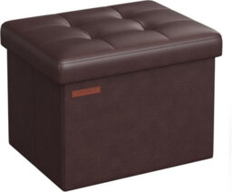 Songmics Compact Ottoman Stool With Foldable Storage Design, Ideal For Entryways Or Bedrooms, Chestnut Brown - thumbnail 6