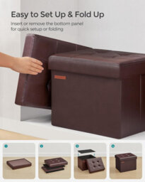 Songmics Compact Ottoman Stool With Foldable Storage Design, Ideal For Entryways Or Bedrooms, Chestnut Brown - thumbnail 5