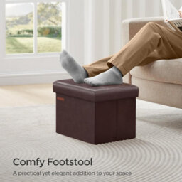 Songmics Compact Ottoman Stool With Foldable Storage Design, Ideal For Entryways Or Bedrooms, Chestnut Brown - thumbnail 1