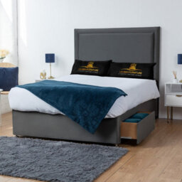 UKBEDFURNITURE Ascot Steel Plush Divan Bed With 2 Foot End Drawers & 26 Inch Headboard