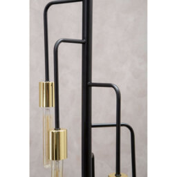 Orsina 5-Arm Pendant Lamp With Tubular Bulbs, Black Frame Pendant Light With Gold Accents, Stylish Ceiling Light - thumbnail 6