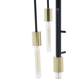 Orsina 5-Arm Pendant Lamp With Tubular Bulbs, Black Frame Pendant Light With Gold Accents, Stylish Ceiling Light - thumbnail 8