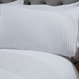 Smart Living Luxury Polycotton Easy Care Bedding Quilt Cover, Textured Duvet Cover Set, Bed Covers - Pintuck Pleated Striped Panel - thumbnail 2
