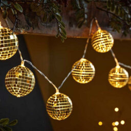 My Smart Buy Glitter Ball String Lights Set Of 10 Gold Or Silver Warm White Led Disco Bauble Lights 1.35M Battery Operated Indoor Use