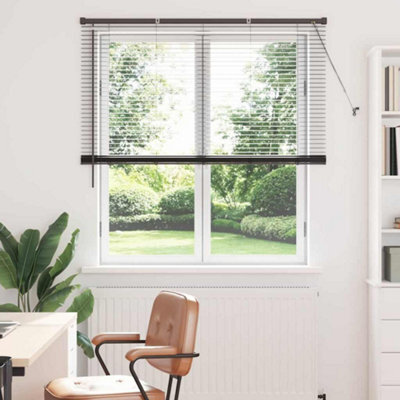 Berkfield Window Blind With Curtains Manual Black Aluminium - image 1