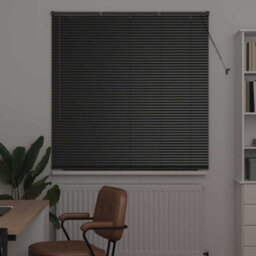 Berkfield Window Blind With Curtains Manual Black Aluminium - thumbnail 3