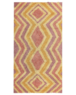 Beliani Multicolour Cotton Area Rug 80 X 150 Cm - Hand-Tufted Modern Abstract Low Pile - image 1