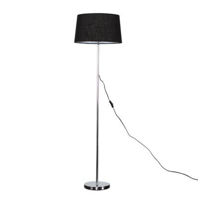 Valuelights Charles Chrome Floor Lamp With Black Linen Shade And Bulb - image 1