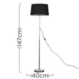 Valuelights Charles Chrome Floor Lamp With Black Linen Shade And Bulb - thumbnail 4