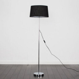 Valuelights Charles Chrome Floor Lamp With Black Linen Shade And Bulb - thumbnail 2