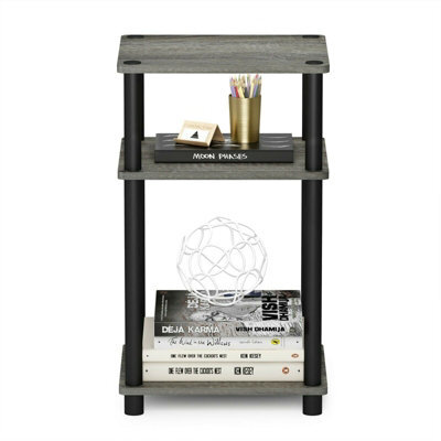 Walplus Furinno Just 3-Tier Turn-N-Tube End Table, French Oak Grey/black - image 1