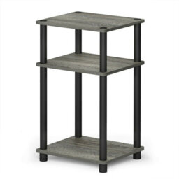 Walplus Furinno Just 3-Tier Turn-N-Tube End Table, French Oak Grey/black - thumbnail 3