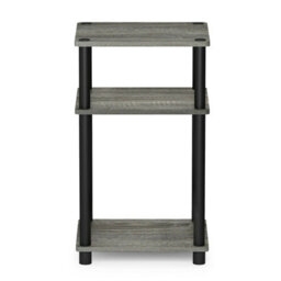 Walplus Furinno Just 3-Tier Turn-N-Tube End Table, French Oak Grey/black - thumbnail 4