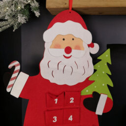 Samuel Alexander 90Cm Fabric Red And White Hanging Santa Advent Calendar Christmas Decoration - thumbnail 7