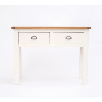 Cabinet Bits Lovere Off White 2 Drawer Console Table Satin Chrome Cup - image 1