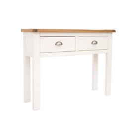 Cabinet Bits Lovere Off White 2 Drawer Console Table Satin Chrome Cup - thumbnail 2