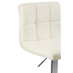 Orsina Sleek White Quilted Chrome Base Bar Stool, Comfortable Bar Chair, Adjustable Height Modern Bar Stool - thumbnail 5