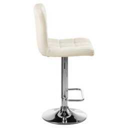 Orsina Sleek White Quilted Chrome Base Bar Stool, Comfortable Bar Chair, Adjustable Height Modern Bar Stool - thumbnail 3