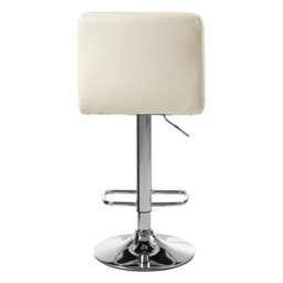 Orsina Sleek White Quilted Chrome Base Bar Stool, Comfortable Bar Chair, Adjustable Height Modern Bar Stool - thumbnail 4