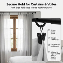 Homeelabador 30mm Metal Black Colour Curtain Pole Rod Rings With Clips Hanging Pack Of 30 - thumbnail 4