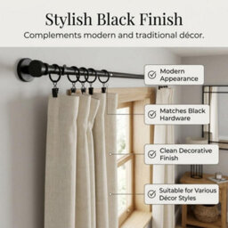 Homeelabador 30mm Metal Black Colour Curtain Pole Rod Rings With Clips Hanging Pack Of 30 - thumbnail 6